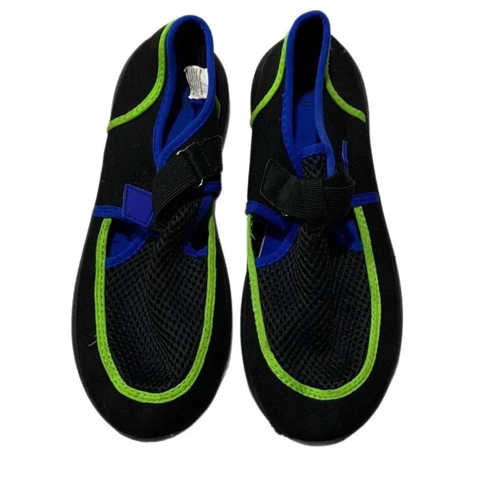 Wonder Nation Big Boys Youth mesh Black Blue Water Shoes Size 4.5